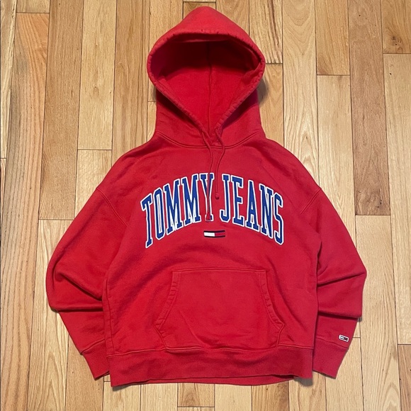 Tommy Hilfiger Other - Tommy Hilfiger Red Tommy Jeans Pullover Hoodie